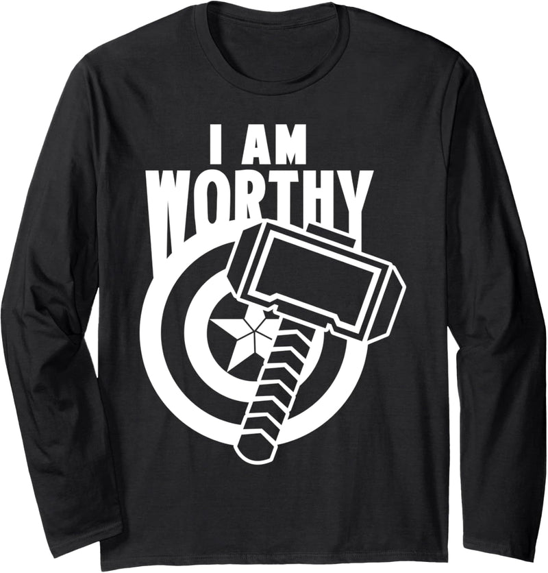 Marvel Avengers Endgame Captain America I Am Worthy Langarmshirt