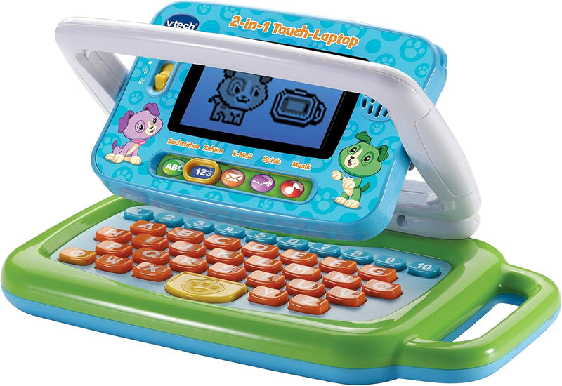 VTech 2-in-1 Touch-Laptop – Lerncomputer und Touch-Tablet zum Lernen von Buchstaben und Zahlen – Für