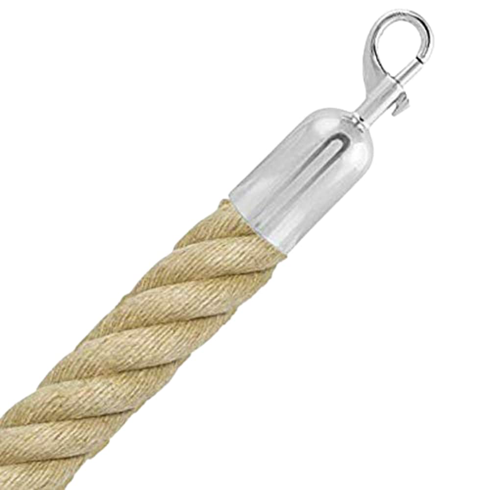Absperrseil Hanf mit Schnappenden (Ø25 mm) (2.0 m, Polished Chrome) 2.0 m Polished Chrome, 2.0 m Pol