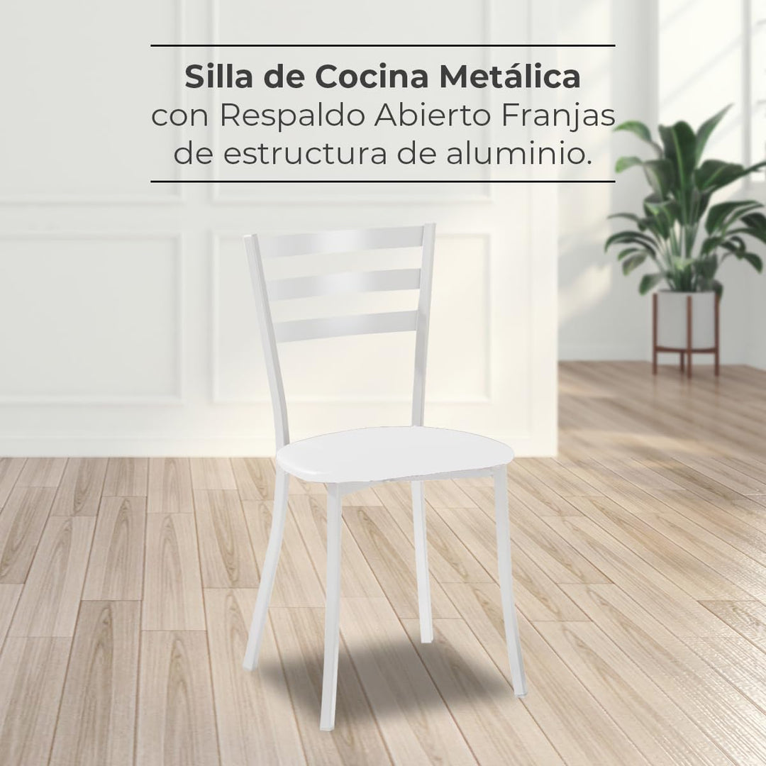 ASTIMESA SCMBLBL Zwei Küchenstühle, Metall Aluminium Kunstleder, weiss, Altura de asiento 45 cms