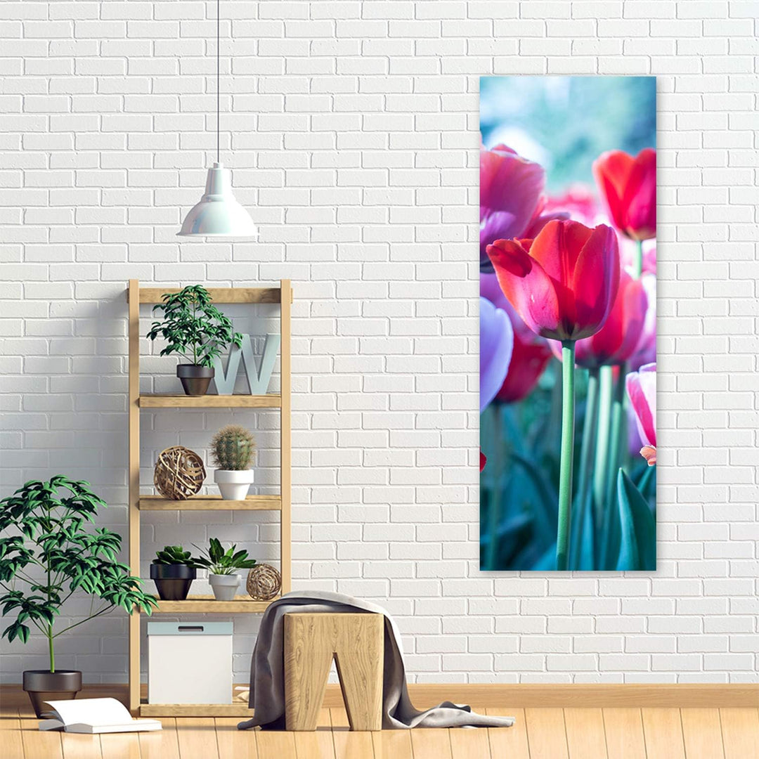 Leinwandbild XXL Tulpen Wandbild Kunst Garten Rot 60x150 cm Leinwandbild 60x150 cm Rot_a, Leinwandbi