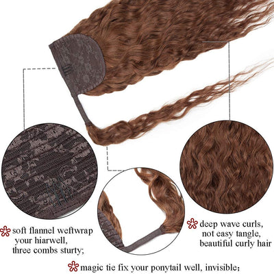 SEGO Clip in Ponytail Extensions Echthaar Zopf Pferdeschwanz Haarteil Lockig Wavy Curly Haare Haarve