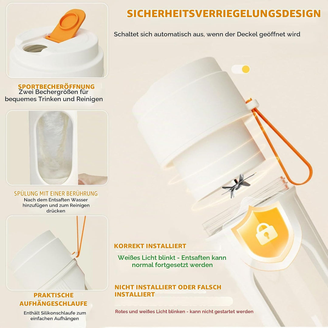 Smoothie Maker to Go, 450ml Tragbarer Mixer, Portable Blender mit 12-Klingen Edelstahl, Mini Mixer f