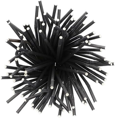 Papstar Trinkhalme, Papier "pure" Ø 6 mm, 22 cm schwarz flexibel 88366 Papiertrinkhalme Papierstrohh