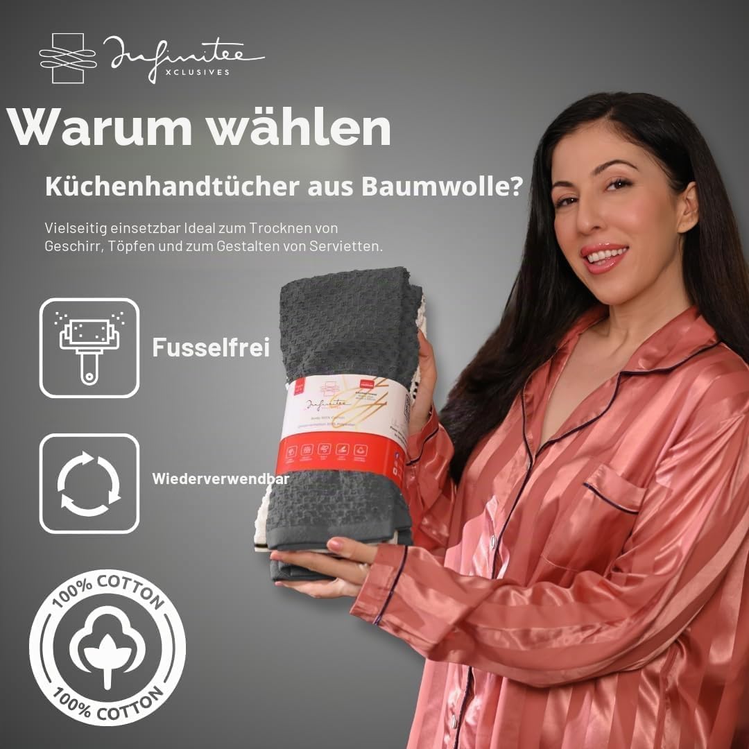 Premium Küchentücher - 6 Stück, 100% Baumwolle, 38,1 x 63,5 cm, saugfähige Geschirrtücher - 425 g/m²