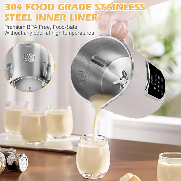 Nussmilchmaschine 8-in-1 mit Icon-Touchpanel, Pflanzenmilchbereiter 1200 ml mit Selbstreinigung, Tim