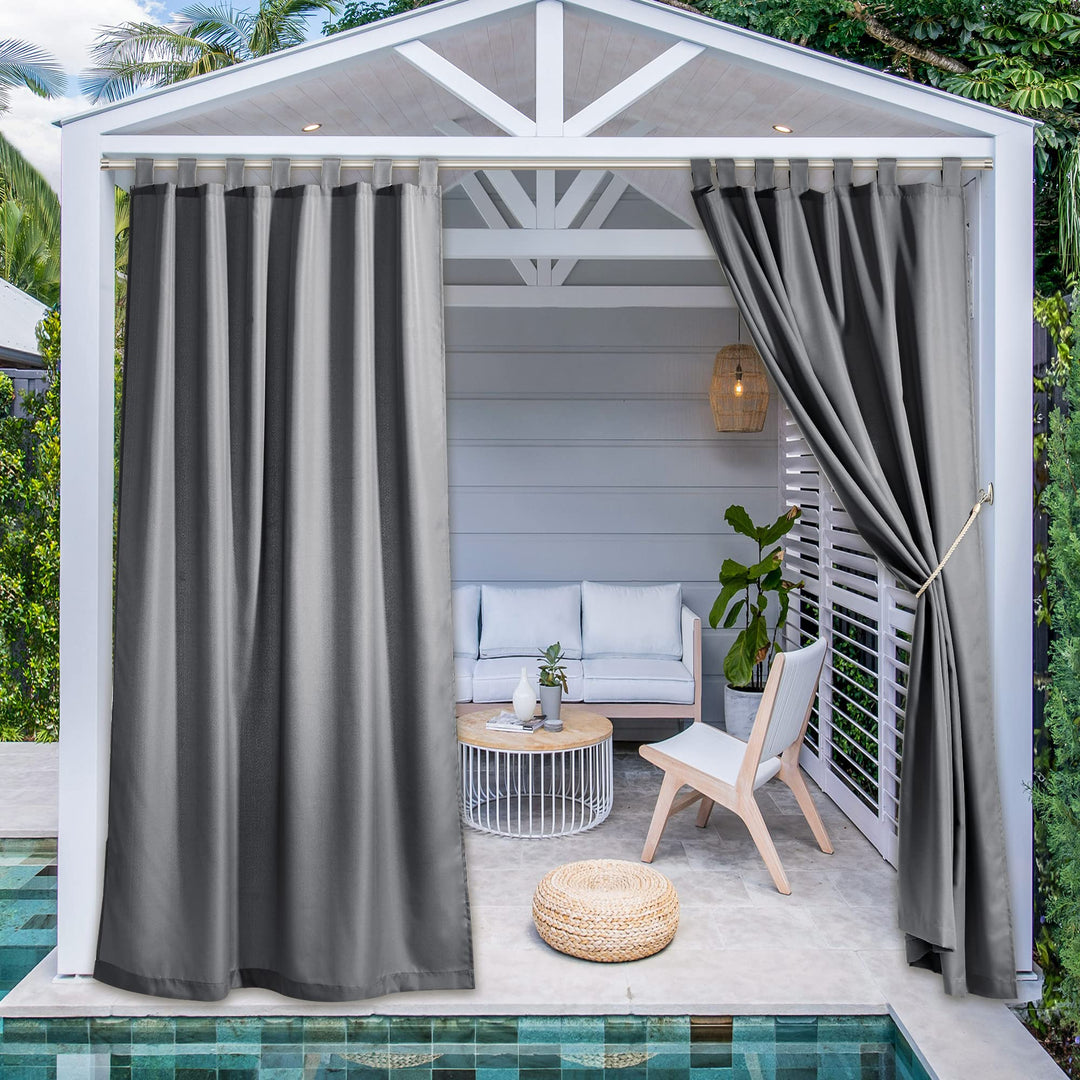 PONY DANCE Outdoor Gardinen Wasserdicht Terrasse Vorhänge mit Abnehmbaren Schlaufen Outdoorvorhänge
