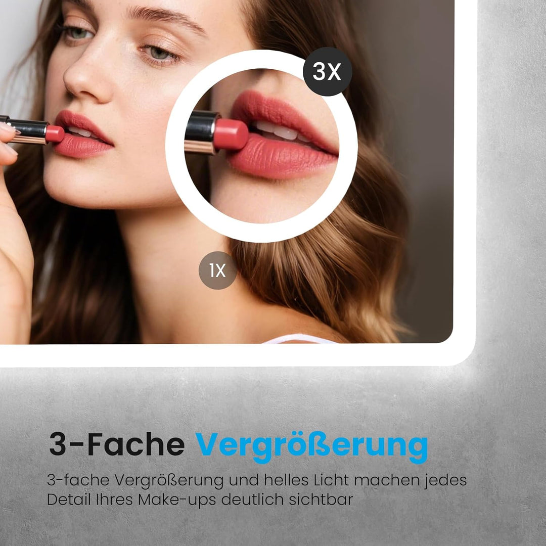 Heilmetz Badspiegel mit Beleuchtung 80x60cm Badezimmerspiegel mit Beleuchtung LED Badspiegel IP44 En