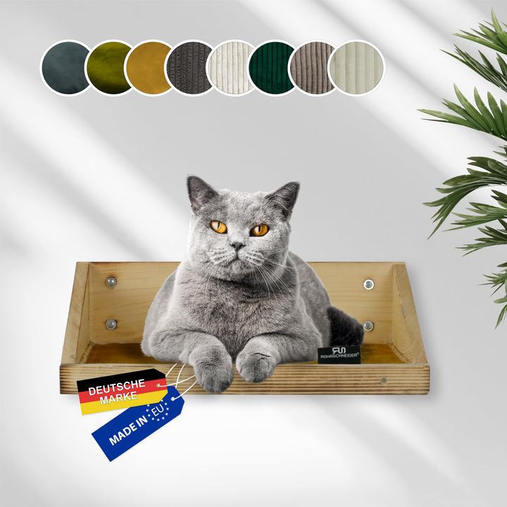 Rohrschneider Katzenbett Wand | Made in EU | Kletterwand Katzen | geflammtes Kiefernholz | belastbar