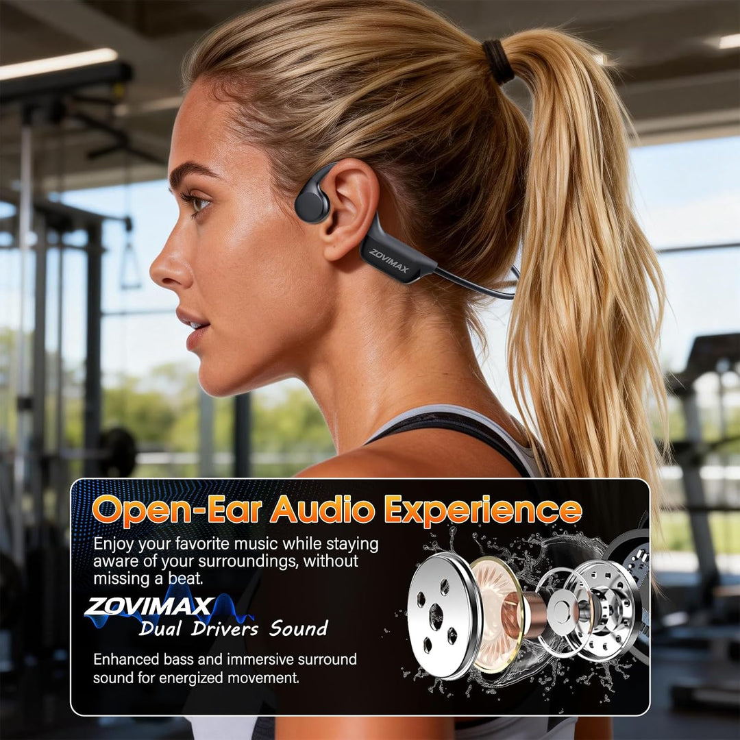 Knochenschall Kopfhörer, Bluetooth 6.0 Open Ear Kopfhörer | 12 Std, LED-Anzeige, Duale Verbindung, I