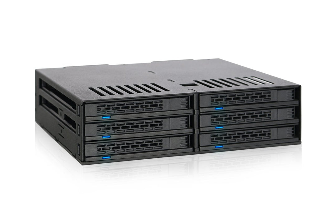 ICY DOCK 6X 2,5" SATA/SAS HDD/SSD Wechselrahmen mit schraubenlosen Trays in 5,25" Schacht - ExpressC
