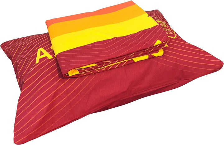 Bettwäsche-Set für Einzelbett, A.S Roma, 100% Baumwolle una piazza Gelb/Rot, una piazza Gelb/Rot