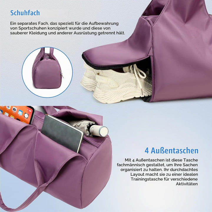Sporttasche für Damen und Herren mit Schuhfach &amp; Nassfach Weekender Reisetasche Freizeit Handtasche