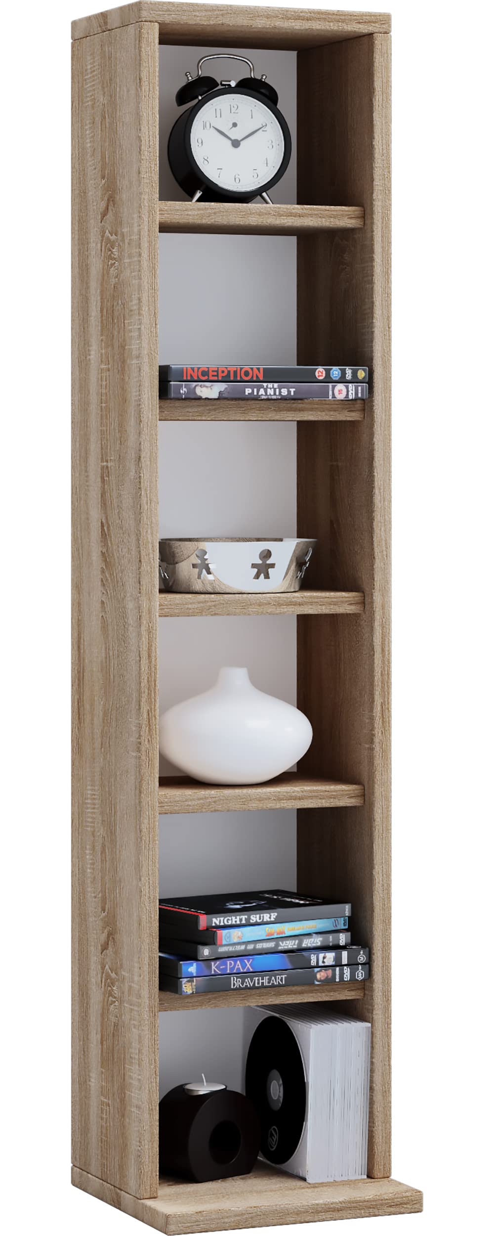 VCM Holz CD DVD Stand Aufbewahrung Standregal Bücherregal Deko Regal Elementa Sonoma-Eiche, Sonoma-e