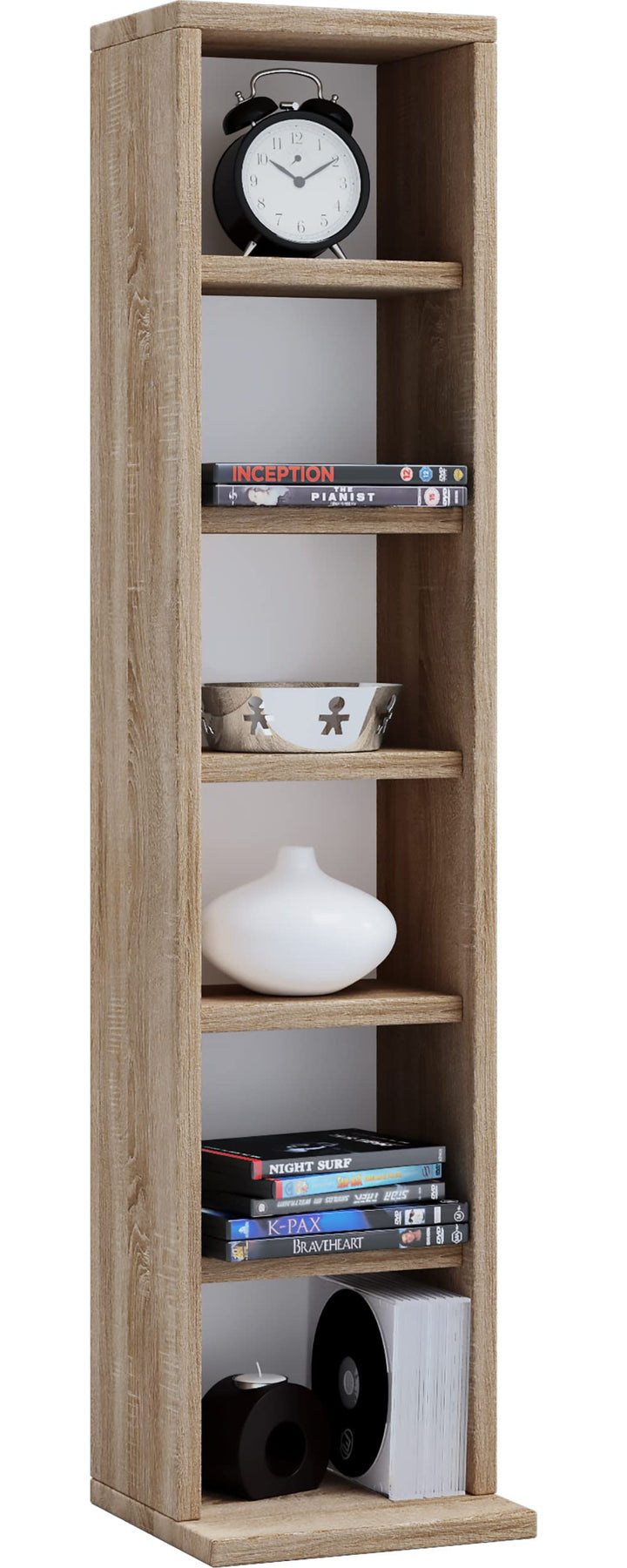 VCM Holz CD DVD Stand Aufbewahrung Standregal Bücherregal Deko Regal Elementa Sonoma-Eiche, Sonoma-e