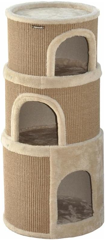 nanook Kratztonne, Höhe 89 cm, 3-teilig, Spieltonne für Katzen, 3 Ebenen, Kratzbaum, Kratzturm aus S