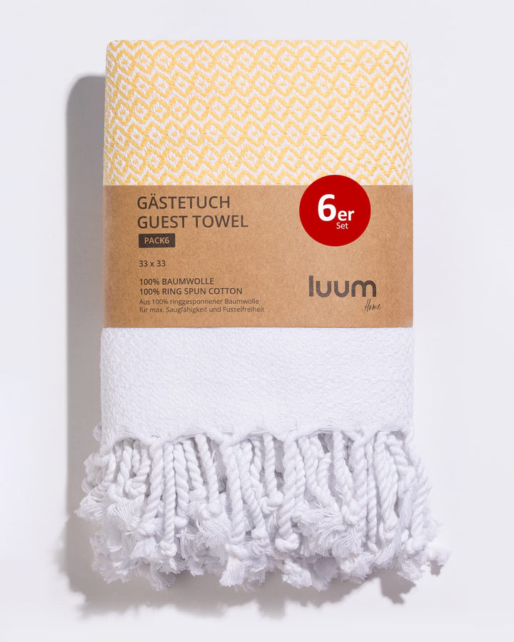Luum® 6er Set Hamam Gästehandtücher, Deko Handtücher, Seiftuch, Waschlappen, Stoffservietten, Putzla