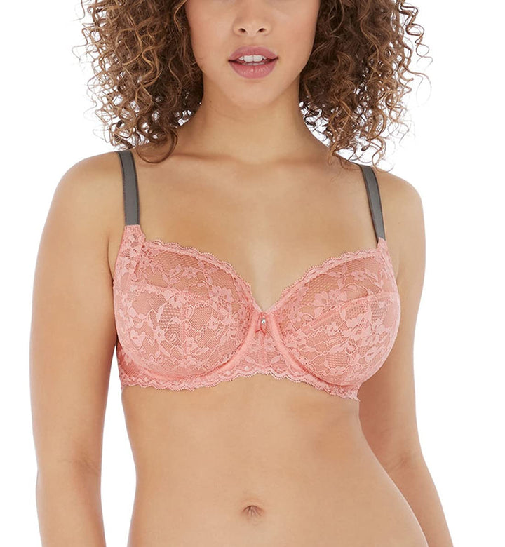 Freya Damen Offbeat Bügel seitlicher Stützfunktion Plunge-BH, Durchsichtig, Hagebutte, 80G