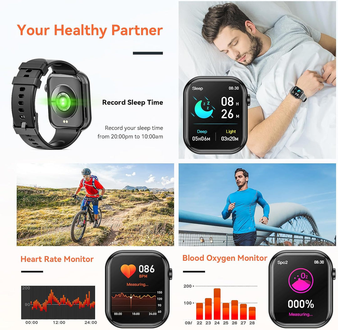 Hwagol Smartwatch Damen Herren, 1.85" Zoll Touchscreen Smart Watch mit Bluetooth Anrufe, Uhr Damen H