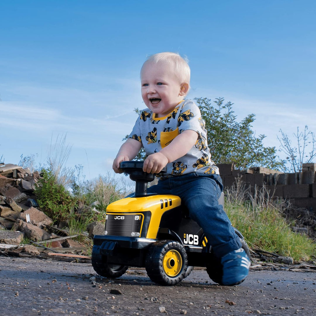 JCB Fastrac Gelb & Schwarz Rutschtraktor | Fuss-zu-Boden Schieber für Kleinkinder | BAU-Rutschauto |