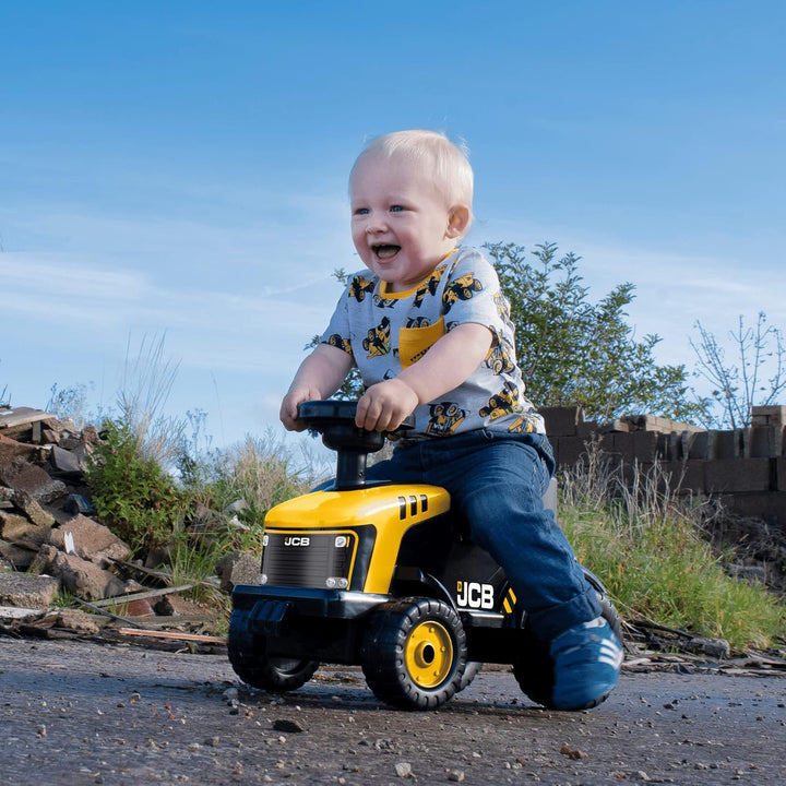 JCB Fastrac Gelb & Schwarz Rutschtraktor | Fuss-zu-Boden Schieber für Kleinkinder | BAU-Rutschauto |
