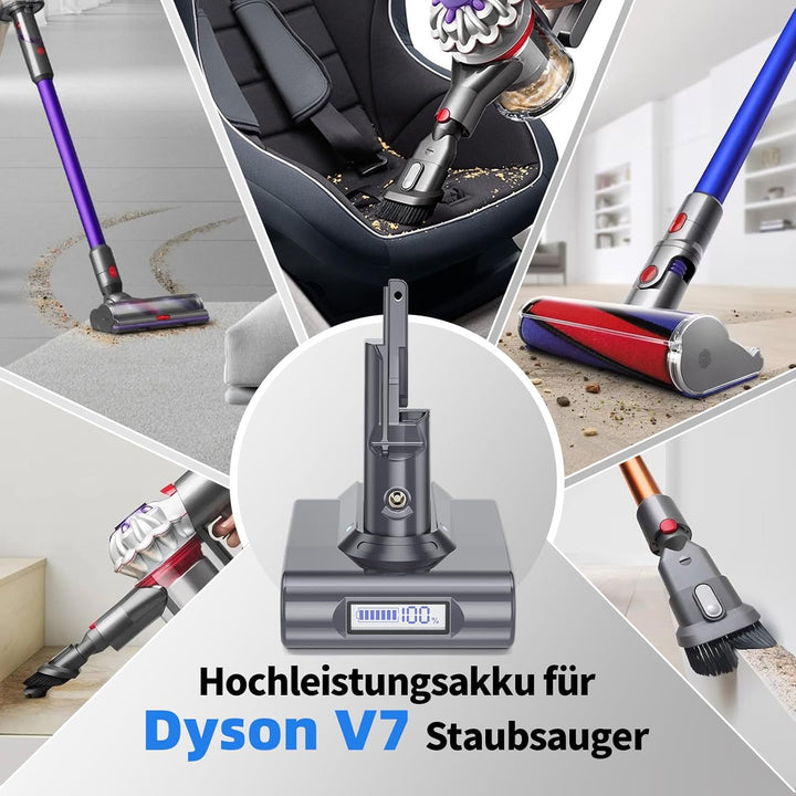 6.0Ah Akku Ersatzakku für Dyson V7: Li-ION Batterie kompatibel mit V7 Absolute Mattress Allergy Trig