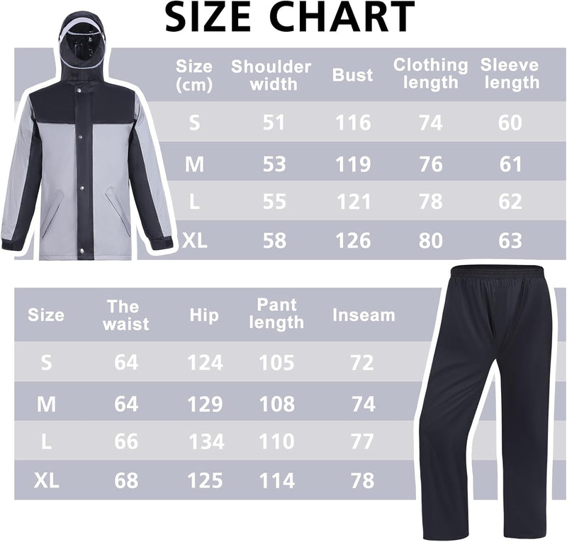 Ynport Crefreak Wasserdichte Regenanzüge für Herren Outdoor Arbeit Regenjacke und Hose Unisex Regena