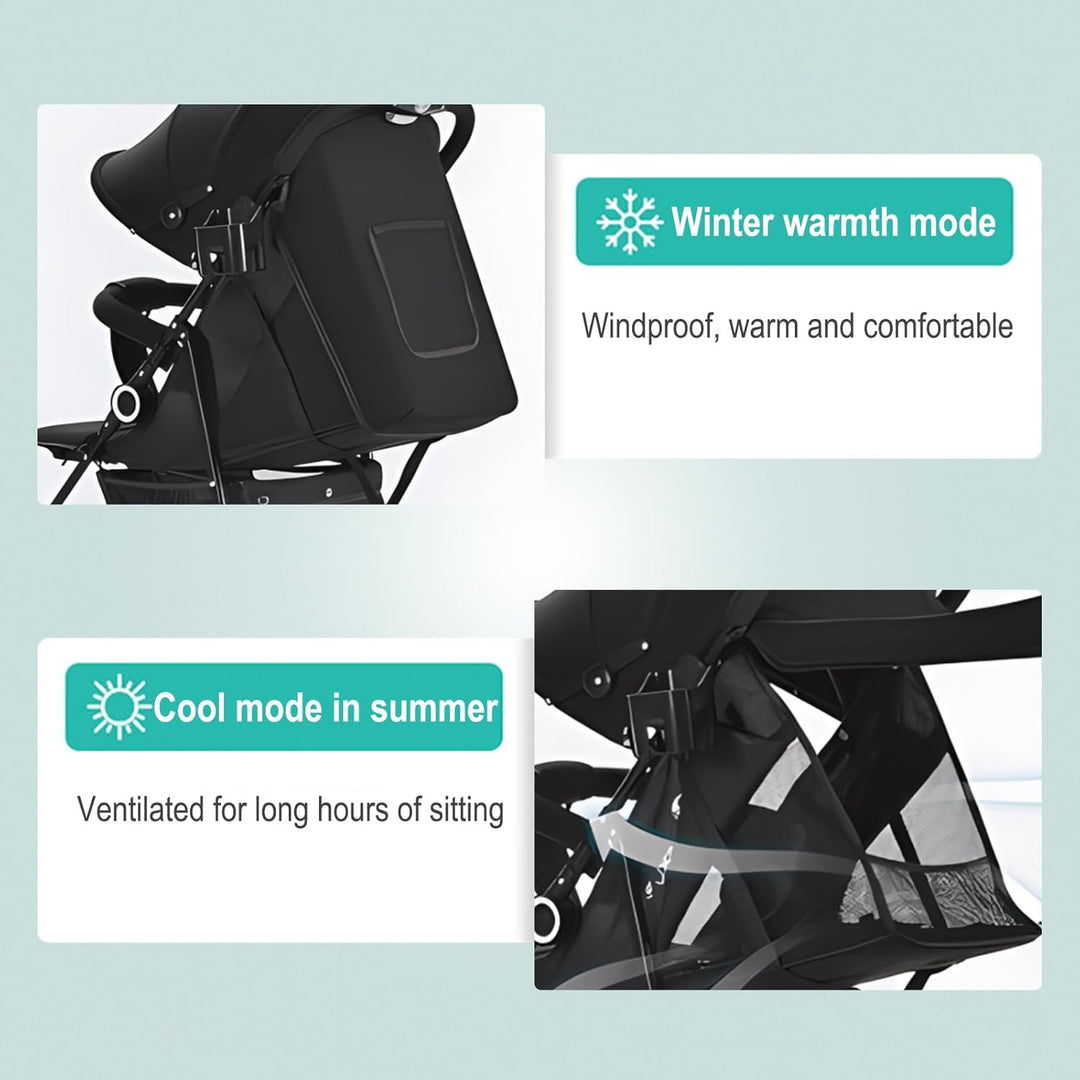 Vinteky Kinderwagen Buggy Kinderbuggy klappbar Sportwagen Faltbar 360° 4-Zoll-Räder,mit Liegefunktio