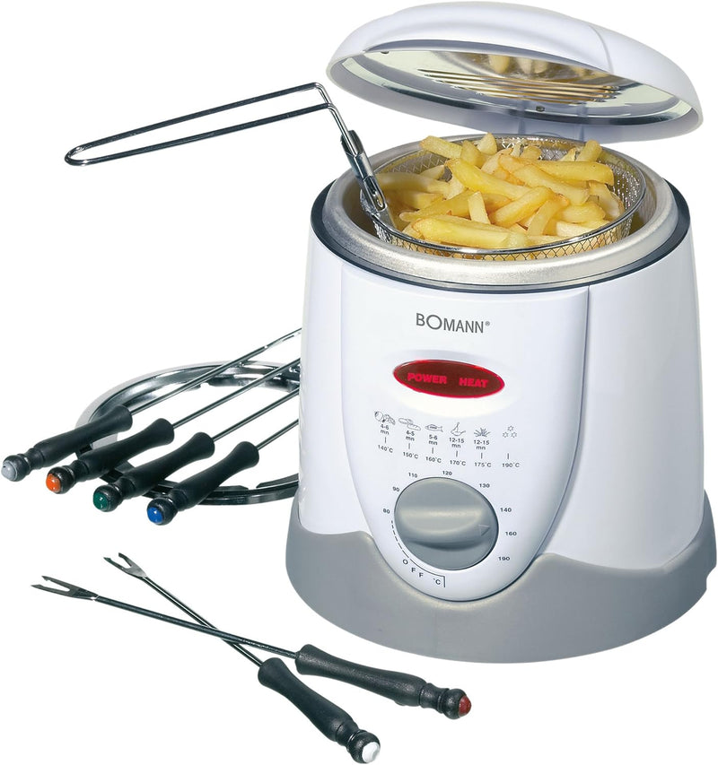 Bomann Fritteuse FFR 1290 CB 2in1 Fondue-Fritteuse inkl. 6 Fonduegabeln, Bedienfeld mit Kontrolldisp