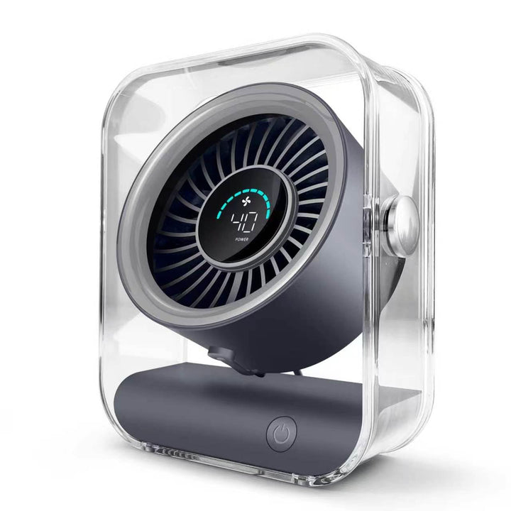 Kleiner Tischventilator, ultraleise, 100 Geschwindigkeitsstufen | Digitalanzeige, 3000-mAh-Akku, Tur