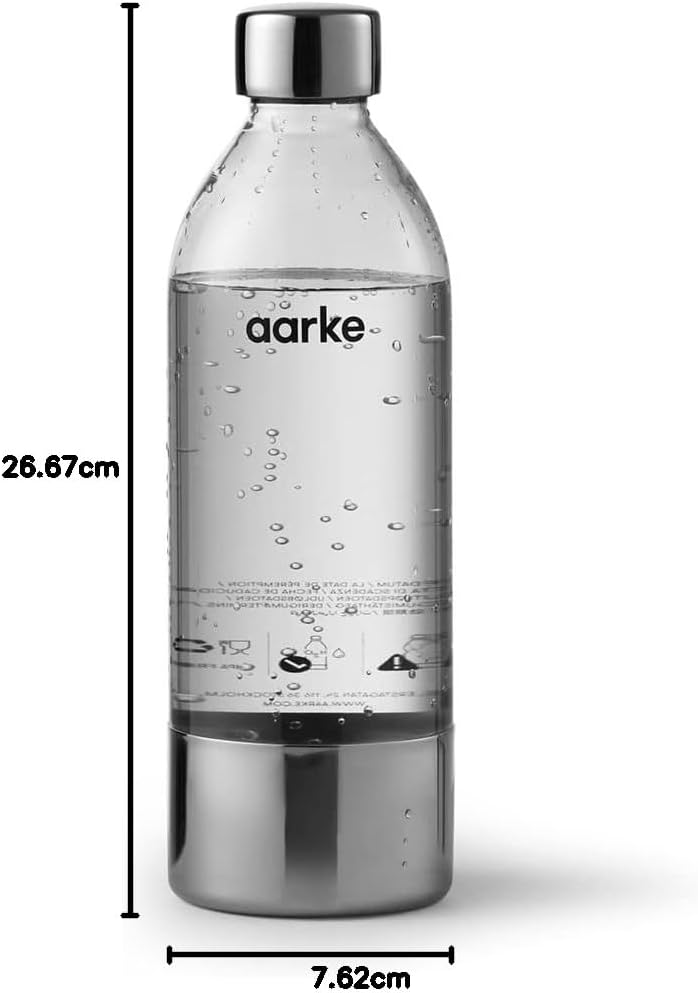 aarke PET-Flasche für Wassersprudler Carbonator 3, BPA-frei mit Details in Edelstahl, 800ml 800 ml 8