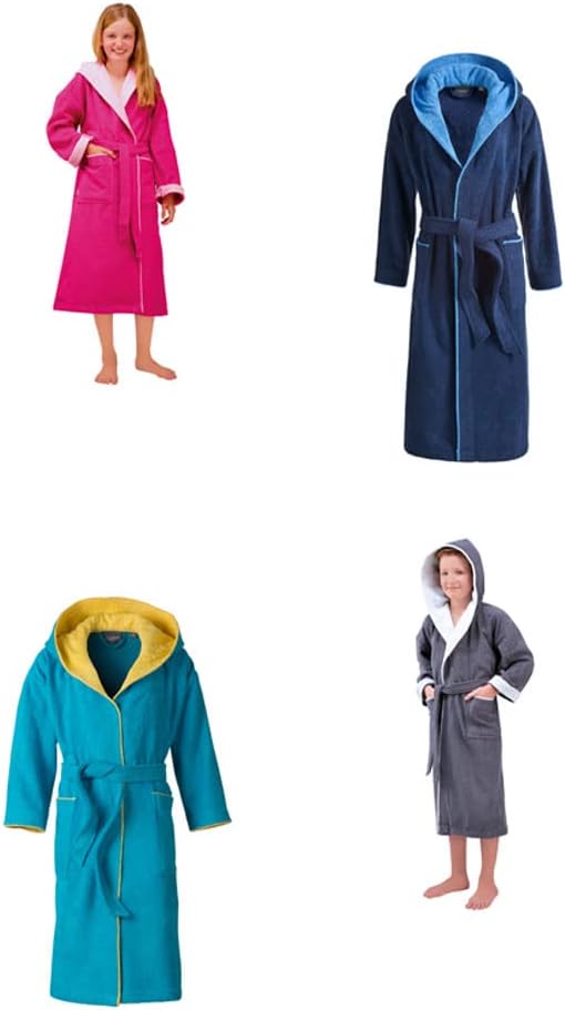 Egeria 501005 Calypso Kinder Jugend Bademantel, Baumwolle, 35 x 31 x 10 cm, Dunkle Blau 164 dark blu