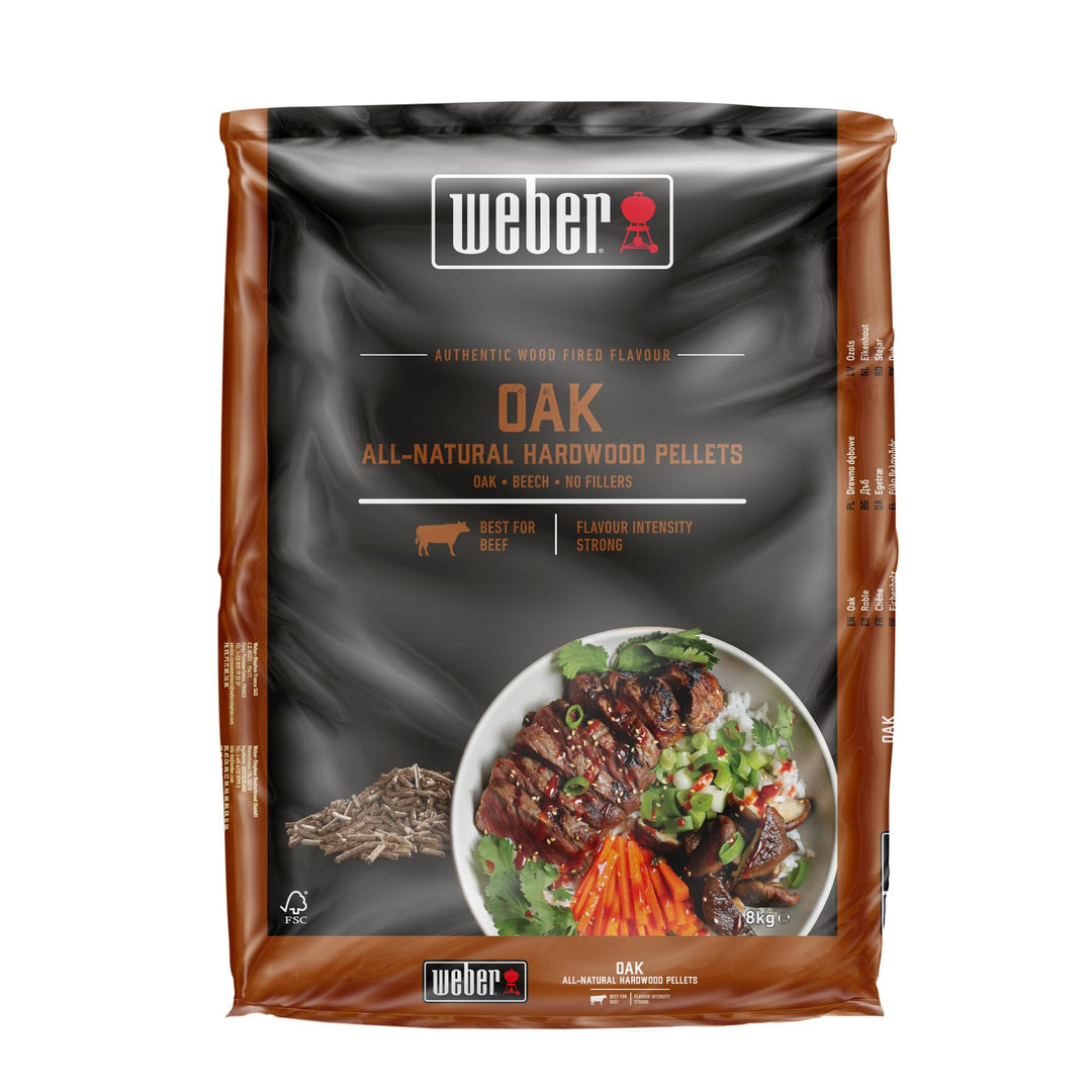 Weber Eichenholz Pellets/Geeignet für alle Pelletgrills, Subtiler, rauchiger, leicht süsser Geschmac
