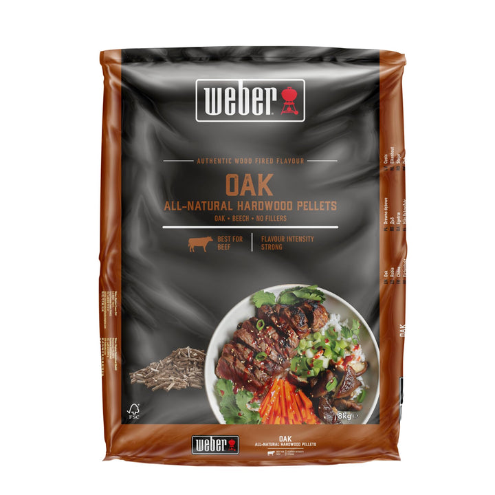 Weber Eichenholz Pellets/Geeignet für alle Pelletgrills, Subtiler, rauchiger, leicht süsser Geschmac