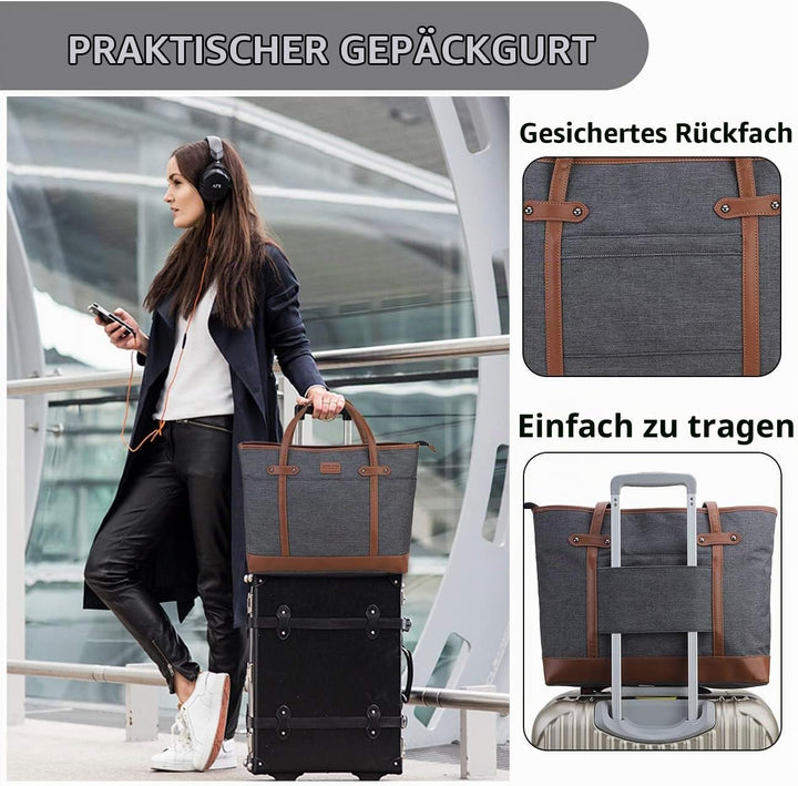 RAVUO Laptoptasche Damen, Wasserdichte Handtasche Elegant Lehrertasche Gross Aktentasche 15.6 zoll L