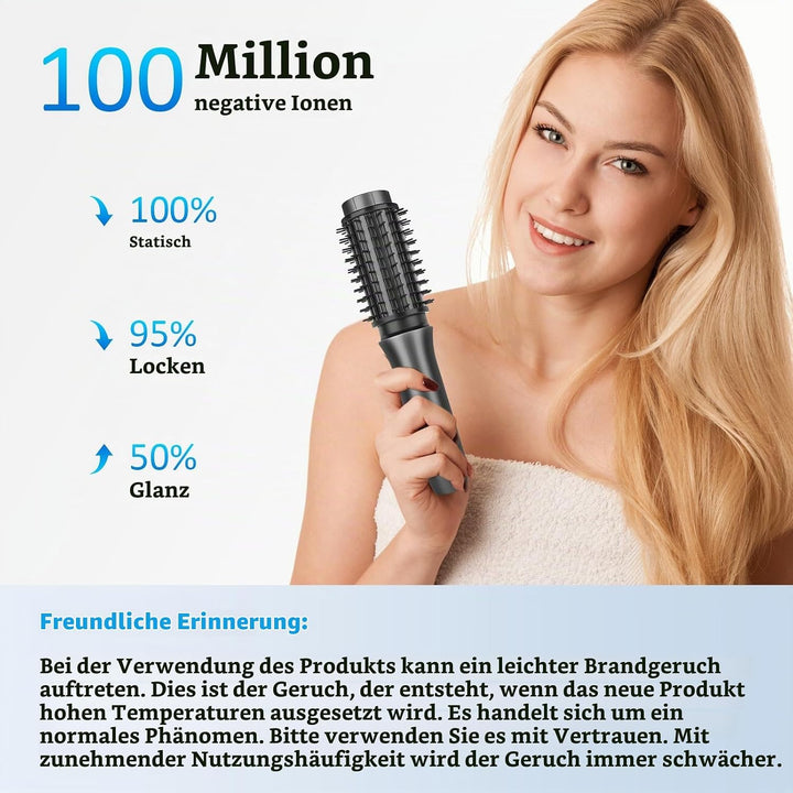 Kabellose Lockenstabbürste, Warmluftbürste Rundbürstenföhn, Thermobürste, Föhnbürste, Tragbare Reise