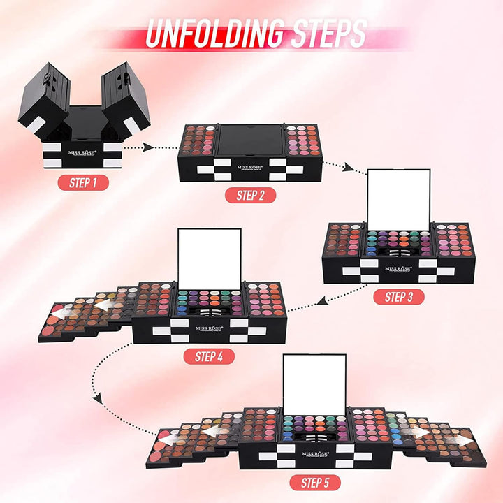 BrilliantDay 148 Farben Lidschatten Palette Contouring Kit Kombination mit Blusher und Press Powder,