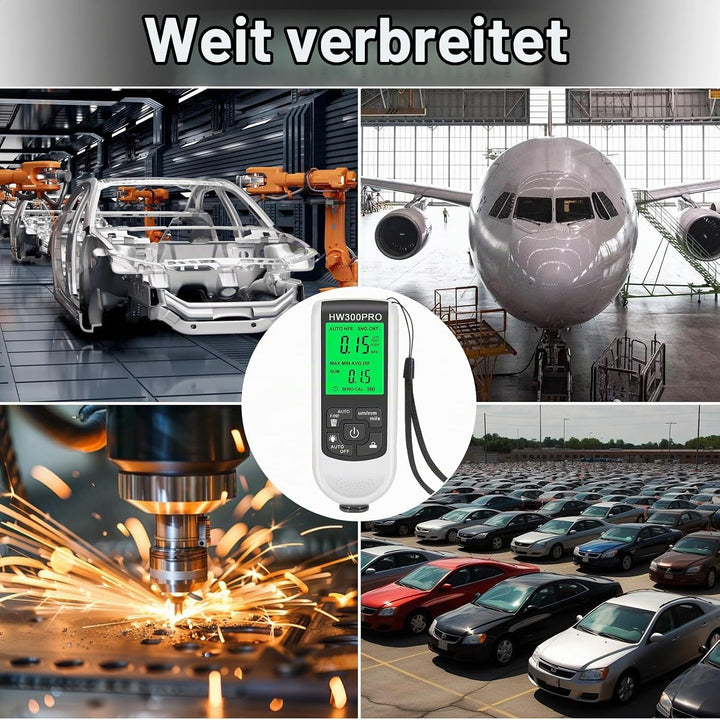 Digitales Schichtdickenmessgerät, Lackmessgerät Auto mit Tragbarem Seil, 0-2000UM Lackdickenmessgerä