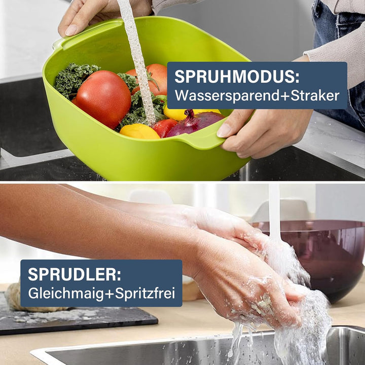 Hevenaov Niederdruck Armatur Küche Edelstahl Wasserhahn Küche 360 ° Drehbare Einhandmischer mit G3/8