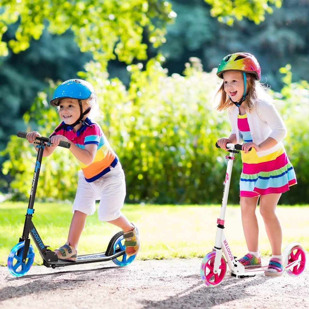 GOPLUS Scooter Kinder, Cityroller aus Aluminium bis zu 100kg, Kickscooter mit Schultergurt & LED Räd