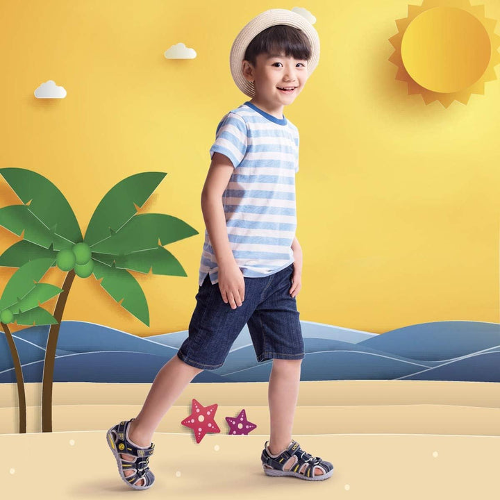 UOVO Jungen Sandalen Trekking Wandern Kinder Sandalen Outdoor Geschlossene Zehe Sandalen Sportliche