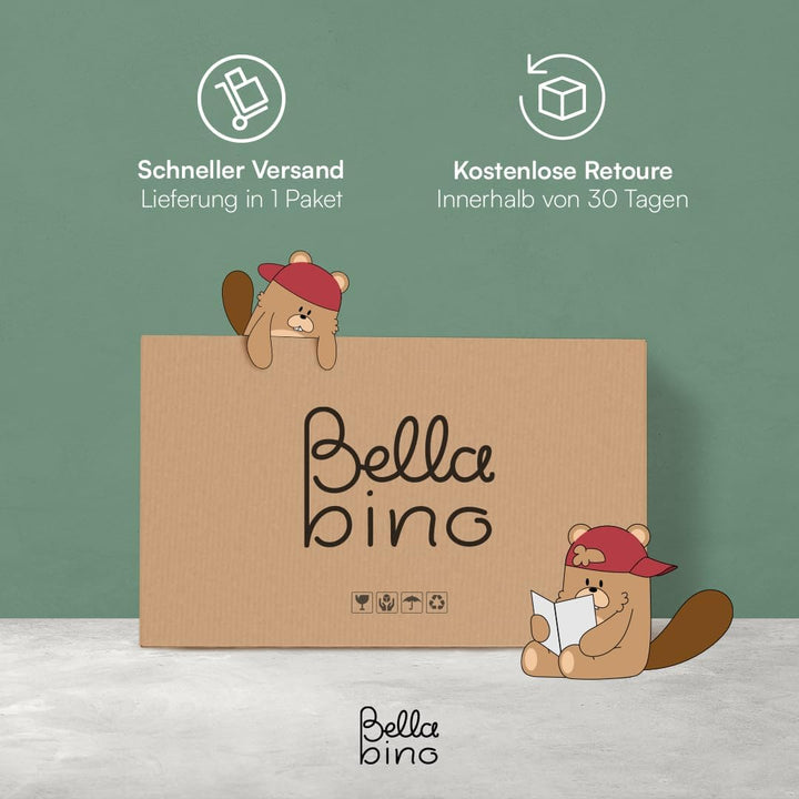 Bellabino Teme Bücherregal Kinderzimmer – Kinderbücherregal mit 4 Fächern – Montessori Bücherregal m