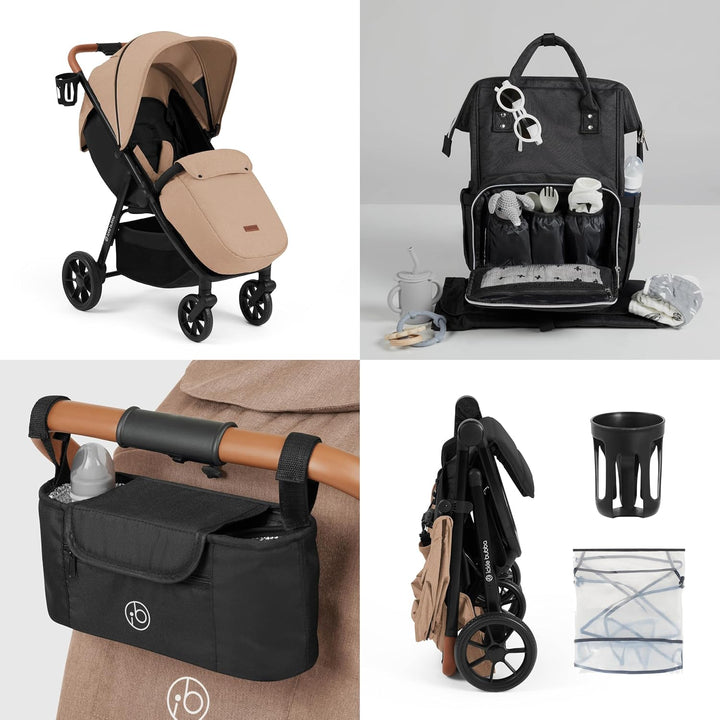 Ickle Bubba Stomp Stride Prime Kinderwagen (Wüste) – Geburt bis 22 kg, extra grosser Sitz, Multi-Ter