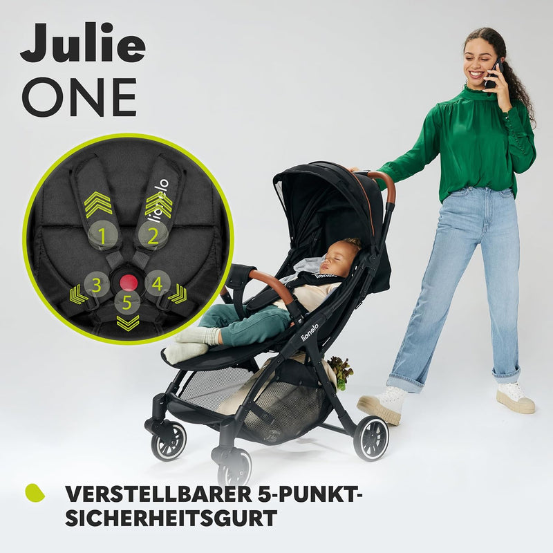 LIONELO Julie One Buggy Kinderwagen bis 22 kg, verstellbare Rückenlehne und Fussstütze, Moskitonetz,