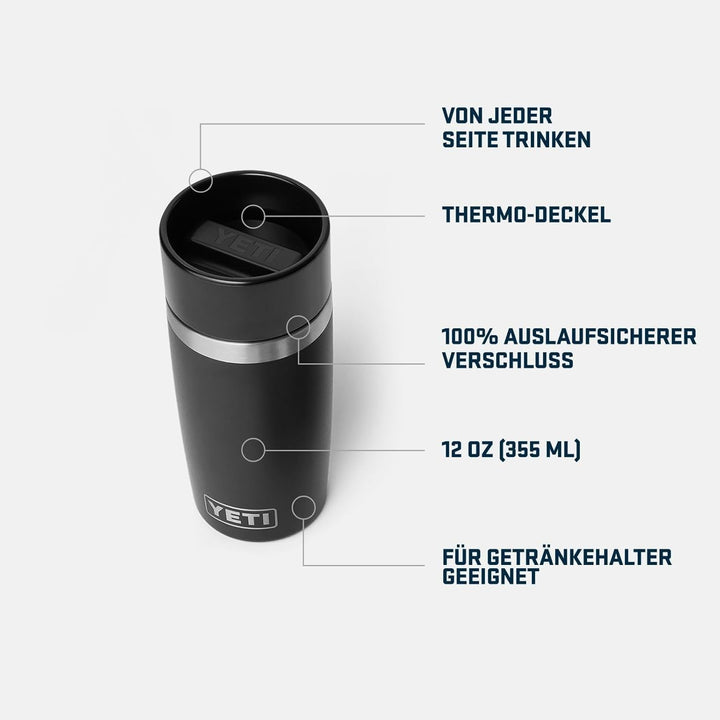 YETI Rambler 12 oz (355 ml) Travel Bottle mit auslaufsicherem Commuter-Deckel, Vakuumisolierte Edels