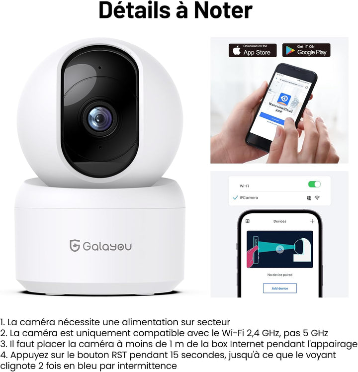 GALAYOU 2K Überwachungskamera innen, WLAN IP Kamera überwachung Indoor WiFi Camera,360°Hundekamera Z