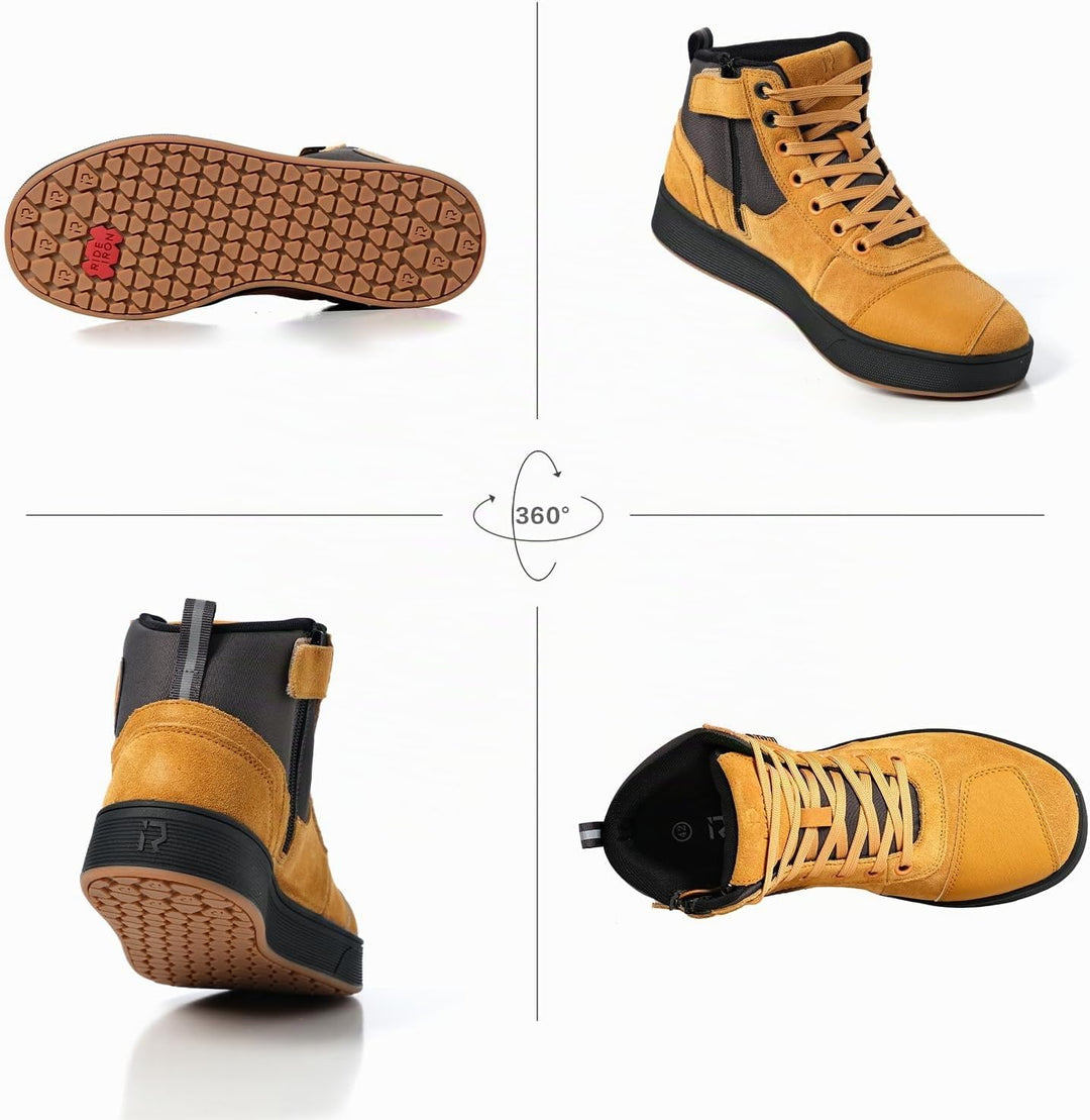 RIDEIRON Motorradschuhe Herren Damen Motorradstiefel CE-geprüft | rutschfeste verdickte Sohle wasser