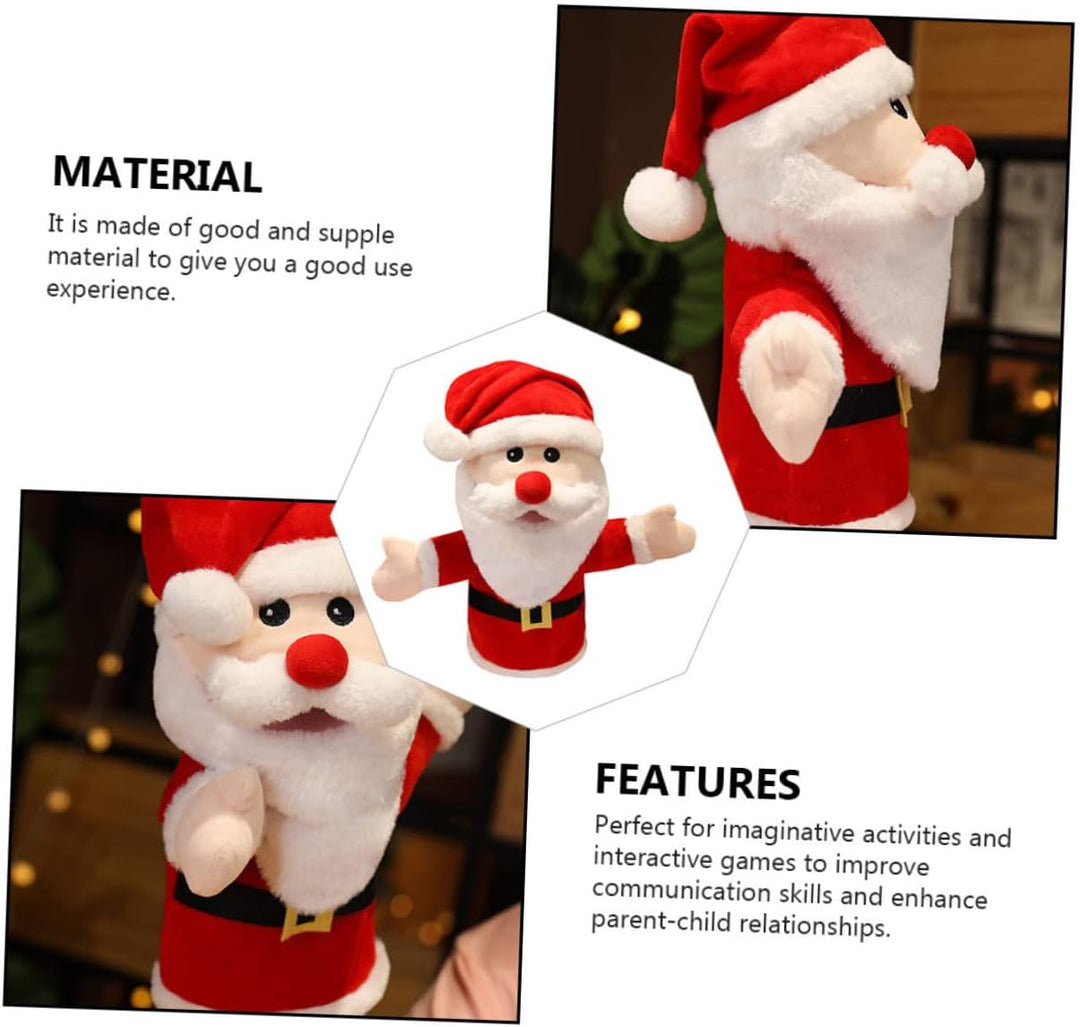 VANZACK Weicher Weihnachtsmann Handpuppe Plüschspielzeug Fingerpuppe Eltern Junge Mädchen Interaktiv