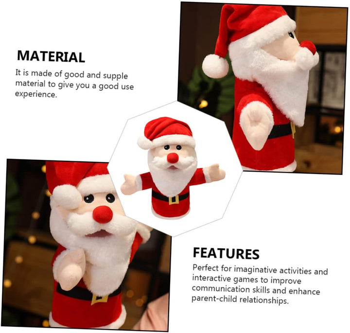 VANZACK Weicher Weihnachtsmann Handpuppe Plüschspielzeug Fingerpuppe Eltern Junge Mädchen Interaktiv