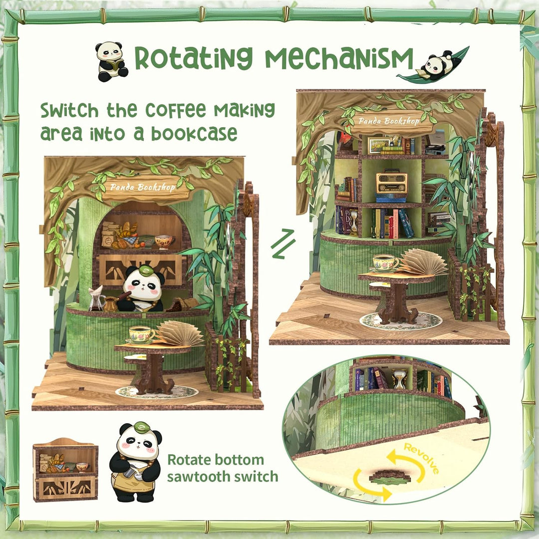 CUTEBEE DIY Book Nook Puppenhaus Kit mit Staubschutz und LED-Licht -DIY Miniatur Haus Kit,Holzkunst